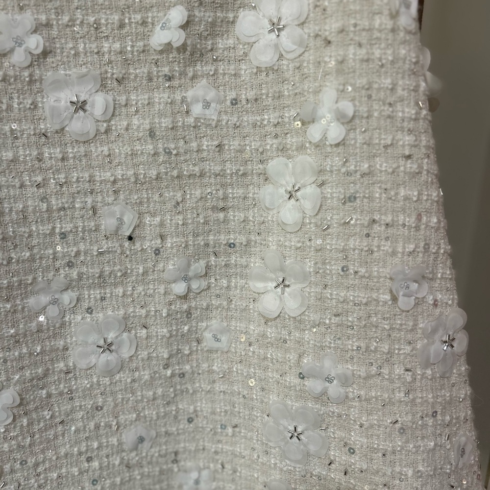 Anthropologie Cream Floral Embellished Mini Dress - Picture 4 of 8